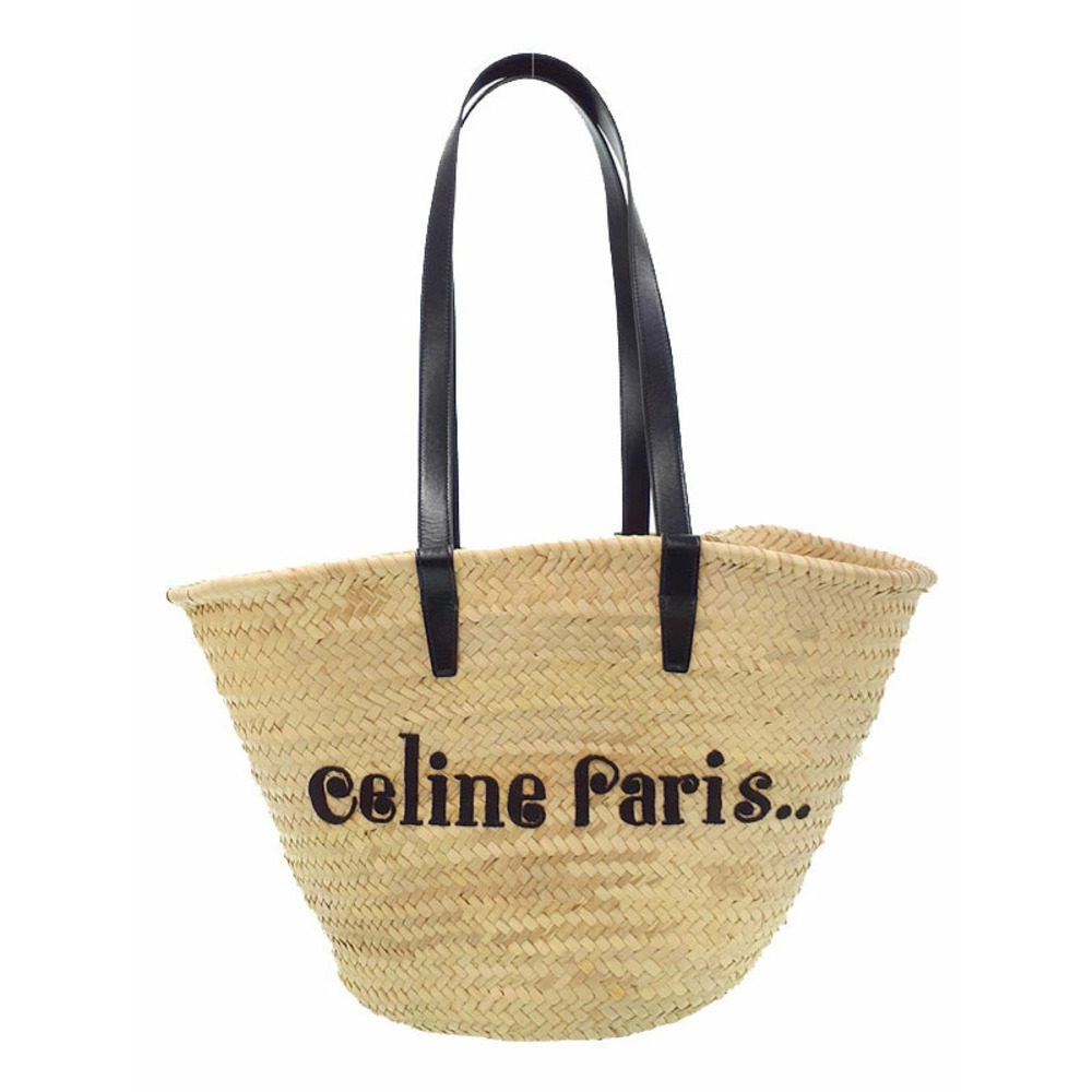 Celine Panier Tote Raffia Shoulder Bag Tan